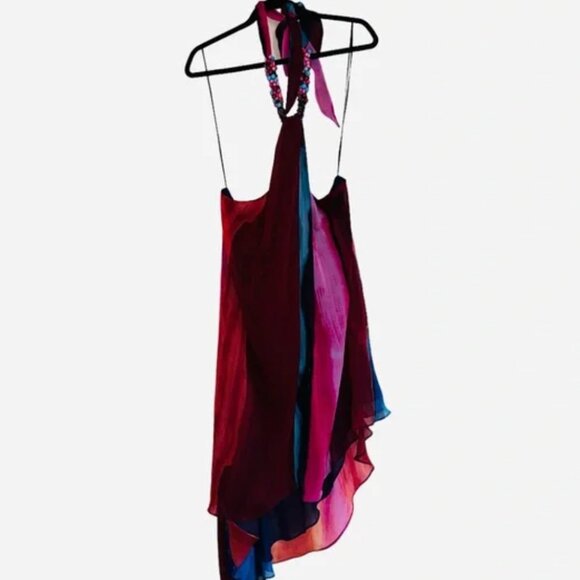 NWT ZARA BEADED HALTER DRESS OPEN BACK ASYMMETRIC BLOGGERS FAV - Picture 8 of 10